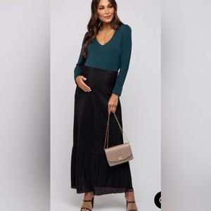 Black Plisse Maternity Skirt
